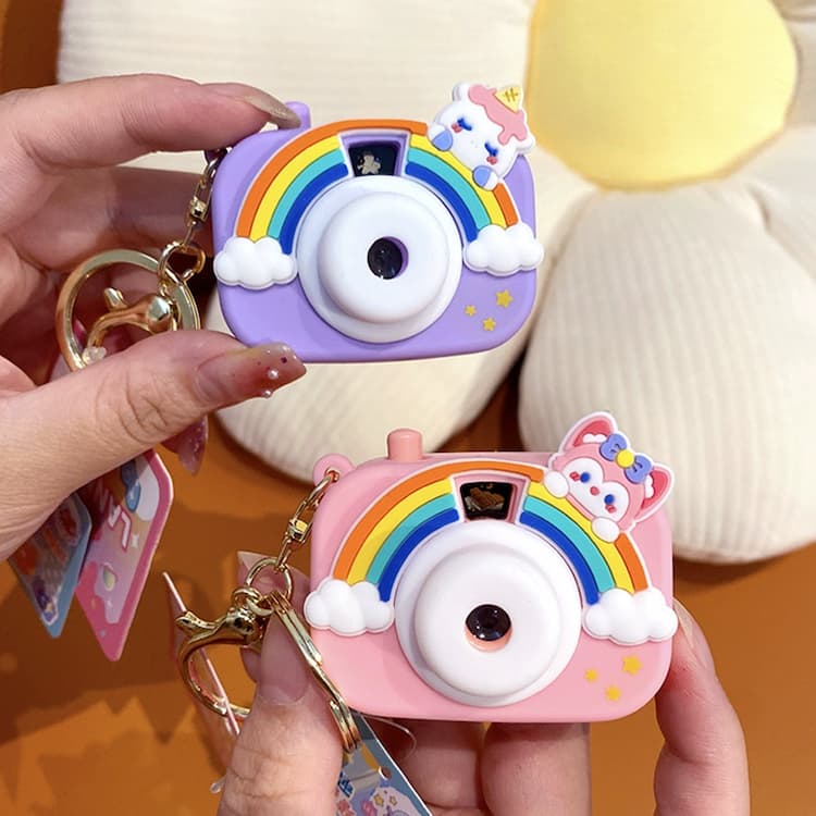 Cute rainbow camera, keychain, children's school bag, pendant